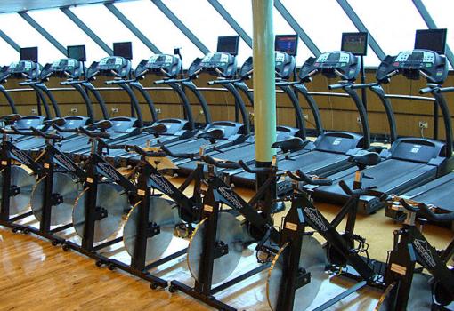El completo Gimnasio del buque